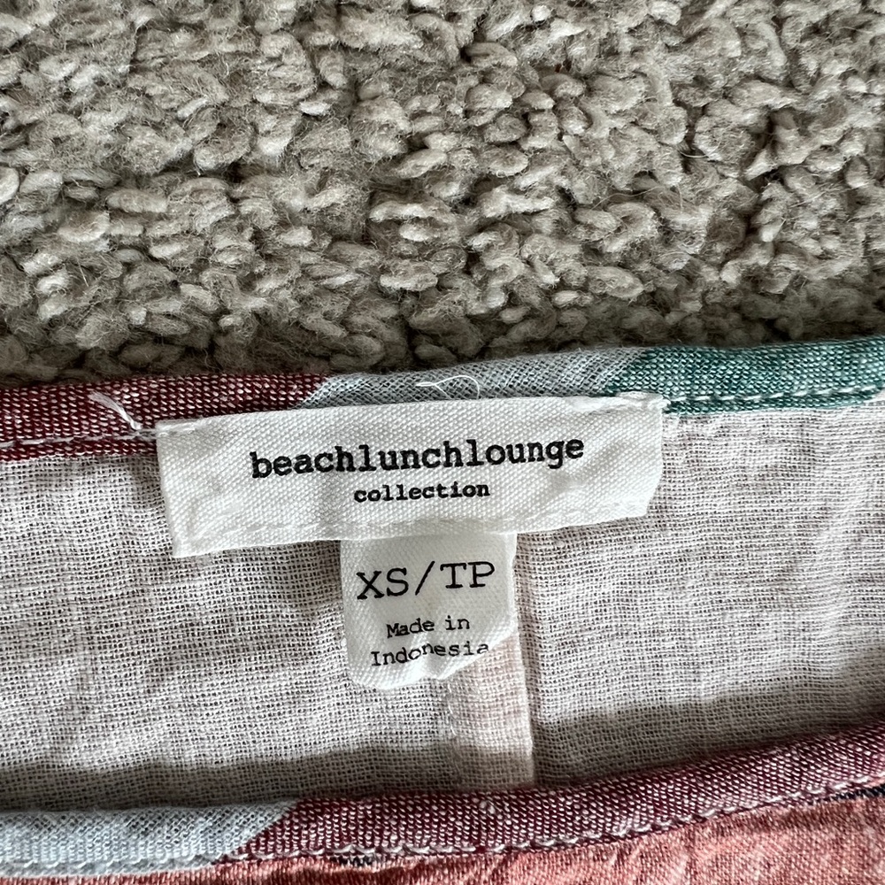 Striped Coastal Luxury Elbow Sleeve Tie Front Linen Cotton Blend Blouse Size XS - Picture 6 of 11
